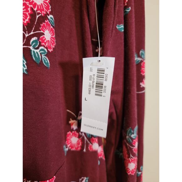 Old Navy NWT Twisted Floral Dress Knee Length Boat Neck Long Sleeves Size Large - Picture 5 of 7